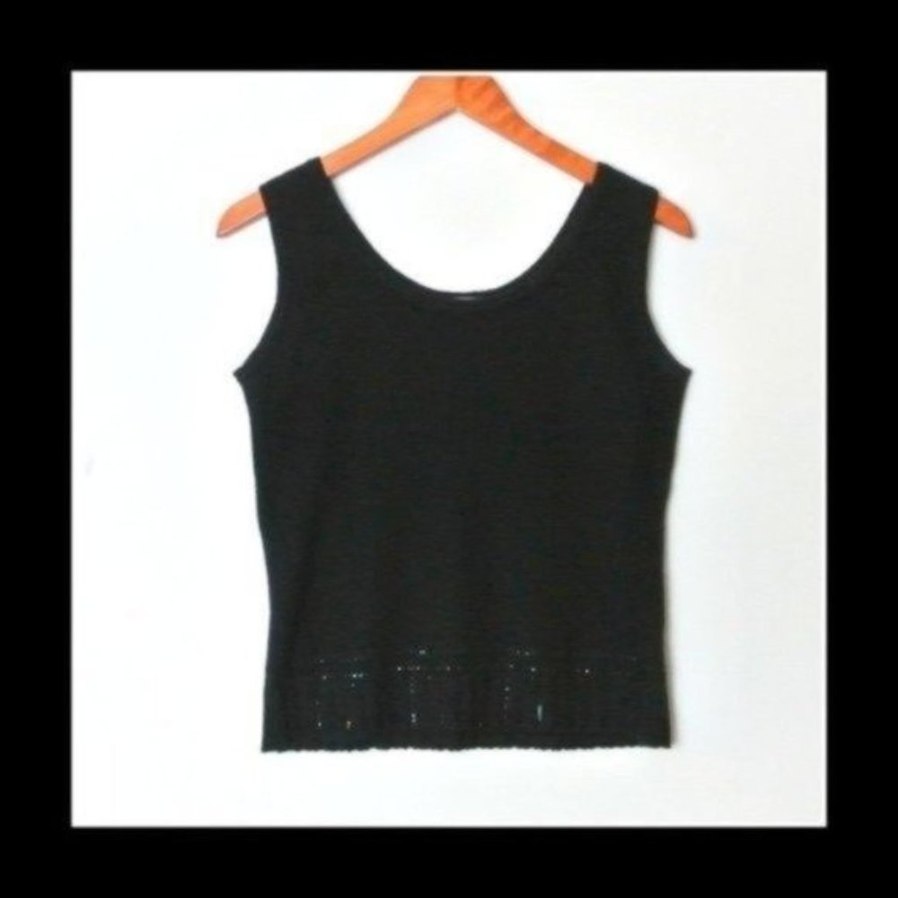 St. John 100% Cashmere Black Sweater Sleeveless Size - P - 2 embellished sequins